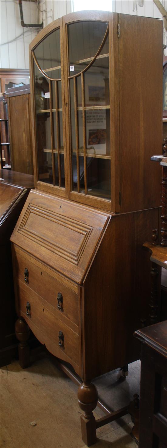 1930s light oak bureau/bookcase